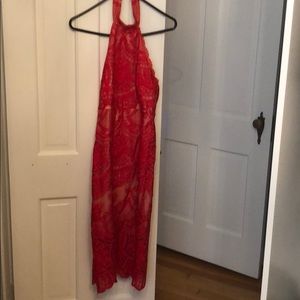 Red lace dress